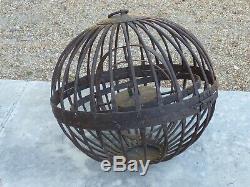 Ancienne lanterne lampe à huile sphère armillaire de marine, 33cm. 19 ème siècle