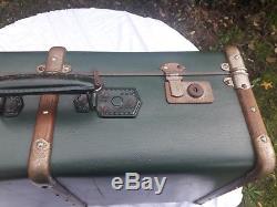 Ancienne malle valise de voyage Art Déco bois coffre de rangement déco Vert Clé