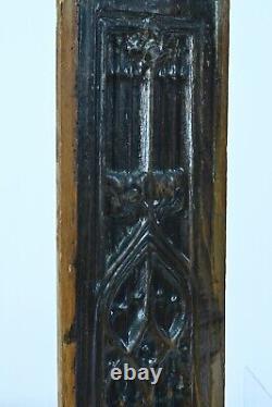 Ancienne paire de panneaux gothique bois sculpté haute époque chêne médiéval