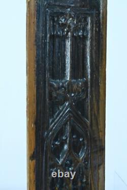 Ancienne paire de panneaux gothique bois sculpté haute époque chêne médiéval