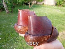 Ancienne paire de sabots souliers enfant bois et cuir ART POPULAIRE