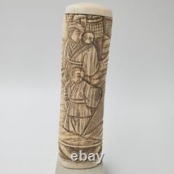 Ancienne poignée de canne ou ombrelle japonaise en os sculpté époque MEÏJI