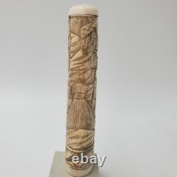 Ancienne poignée de canne ou ombrelle japonaise en os sculpté époque MEÏJI