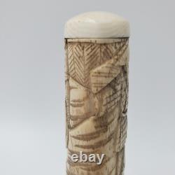 Ancienne poignée de canne ou ombrelle japonaise en os sculpté époque MEÏJI