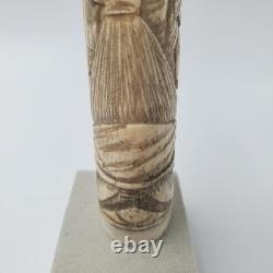 Ancienne poignée de canne ou ombrelle japonaise en os sculpté époque MEÏJI