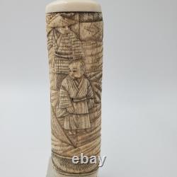 Ancienne poignée de canne ou ombrelle japonaise en os sculpté époque MEÏJI
