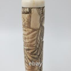Ancienne poignée de canne ou ombrelle japonaise en os sculpté époque MEÏJI