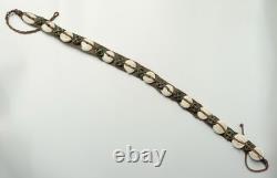 Ancienne rare Parure de tête ethnique Dogons Mali cuir coquillage bronze XIX-XXe