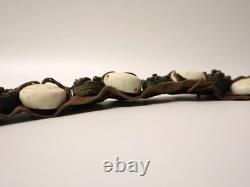 Ancienne rare Parure de tête ethnique Dogons Mali cuir coquillage bronze XIX-XXe