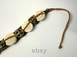 Ancienne rare Parure de tête ethnique Dogons Mali cuir coquillage bronze XIX-XXe