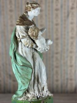 Ancienne statue reliquaire bois sculpté vierge enfant Jésus Présentation 18e