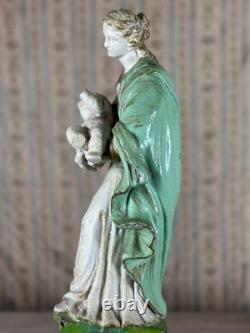 Ancienne statue reliquaire bois sculpté vierge enfant Jésus Présentation 18e