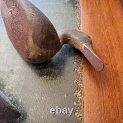 Anciens leurres canards appelants de chasse en bois sculpté peint art populaire