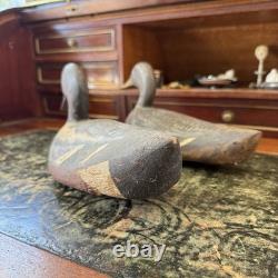 Anciens leurres canards appelants de chasse en bois sculpté peint art populaire