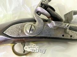 Anglais gros pistolet a silex fer forgé bois exotique 18 19ème 187w400