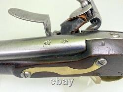 Anglais gros pistolet a silex fer forgé bois exotique 18 19ème 187w400