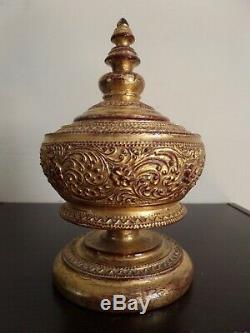 Antique Burma lacquer gilt offerings bowl bol laqué offertoire Birmanie Hsun ok