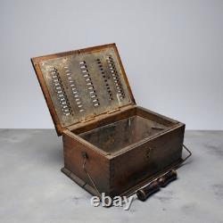 Antique French Wooden Foot Warmer with Metal Insert Rustic 19th C