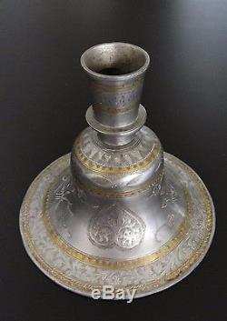 Antique Islamique Brass Chandelier Inde Vase Narguilé / Certificat+Provenance