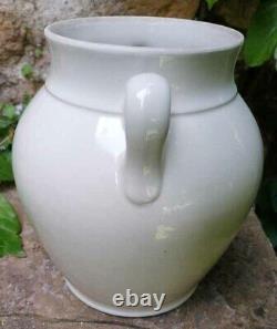 Antique Pot à Confit de campagne en Grès à Glaçure Blanche