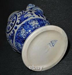 Antique Westerwald (German stoneware) blue vase zoomorphe 19ème