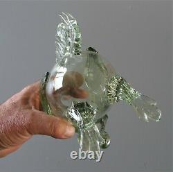Antique coq bouteille zoomorphe en verre soufflé 19ème