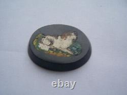 Antique micro mosaique chien spaniel dog onyx micromosaic mosaic micromosaico
