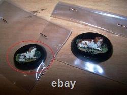Antique miniature micro mosaique chien spaniel dog onyx micromosaic mosaic cane
