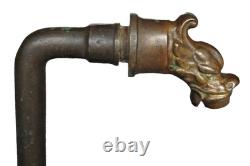 Antique tête de fontaine au dauphin en bronze 18-19ème