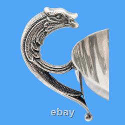 Argenterie grande coupe de mariage à mufle de poissons calice antiquité