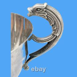 Argenterie grande coupe de mariage à mufle de poissons calice antiquité