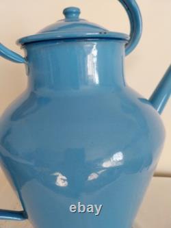 Arrosoir Ancien En Tôle Émaillée Bleue, Haut 42 CM Env No Cafetiere, No Broc