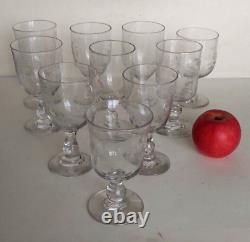 Art Populaire 10 Verres Anciens Normand Verre Soufflé Gravé XIXème French Glass