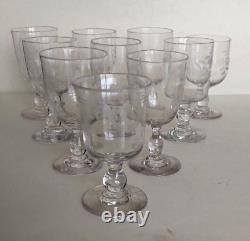 Art Populaire 10 Verres Anciens Normand Verre Soufflé Gravé XIXème French Glass