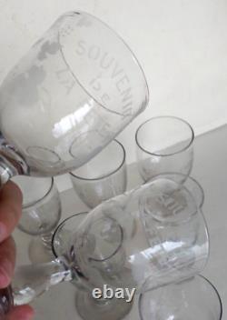 Art Populaire 10 Verres Anciens Normand Verre Soufflé Gravé XIXème French Glass