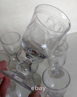Art Populaire 10 Verres Anciens Normand Verre Soufflé Gravé XIXème French Glass