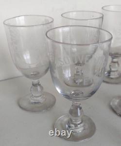 Art Populaire 10 Verres Anciens Normand Verre Soufflé Gravé XIXème French Glass