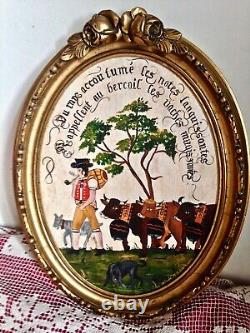 Art populaire, Suisse peinture sur bois pastorale, montée à l'alpage