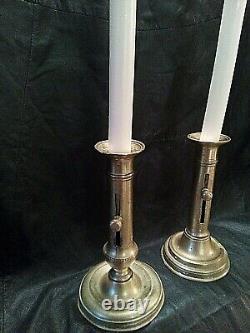 BOUGEOIRS à tirette/poussoir LAITON 18cm époque Louis Philippe XIX Lot de 2 TBE