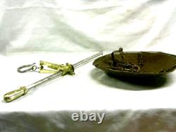 Balance Systeme 4 Mesure Dite Romaine Plateau Art Populaire Bronze Fer Forge