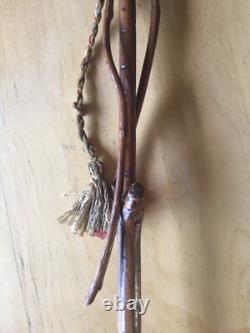 Big carved wooden pipe with sculpted head, art populaire, trench art art brut