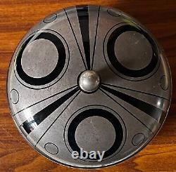 Boite en verre noir et décor argent signée''Hem'' Art Déco. 1920/1930