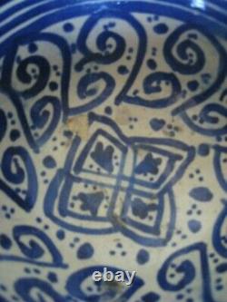Bol Perse en céramique siliceuse 18ème siècle Kadjar IRAN Qadjar bleu blanc