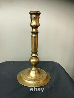 Bougeoir bronze colonne candlestick XVI / 17 Haute époque chandelier base ronde