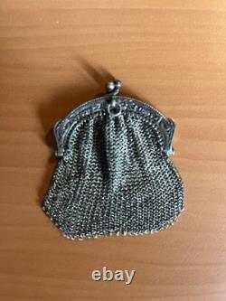 Bourse ancienne en maille métallique Belle Époque vers 1900 fermoir double b