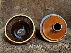 Bouteille en céramique, couvercle en tête de chien de Fô. Chine, 19ème