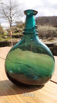 Bouteille flacon de selle perse du 18 ou 19em siècle, verre soufflé, authentique