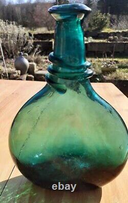 Bouteille flacon de selle perse du 18 ou 19em siècle, verre soufflé, authentique