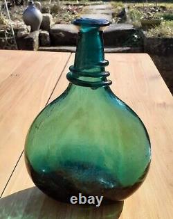 Bouteille flacon de selle perse du 18 ou 19em siècle, verre soufflé, authentique