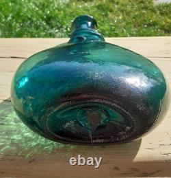 Bouteille flacon de selle perse du 18 ou 19em siècle, verre soufflé, authentique